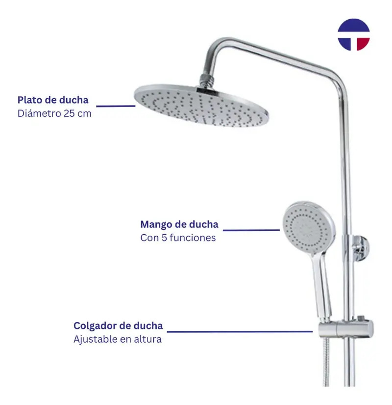 Columna Ducha Circular Con Monomando Ducha Taumm - Imagen 2