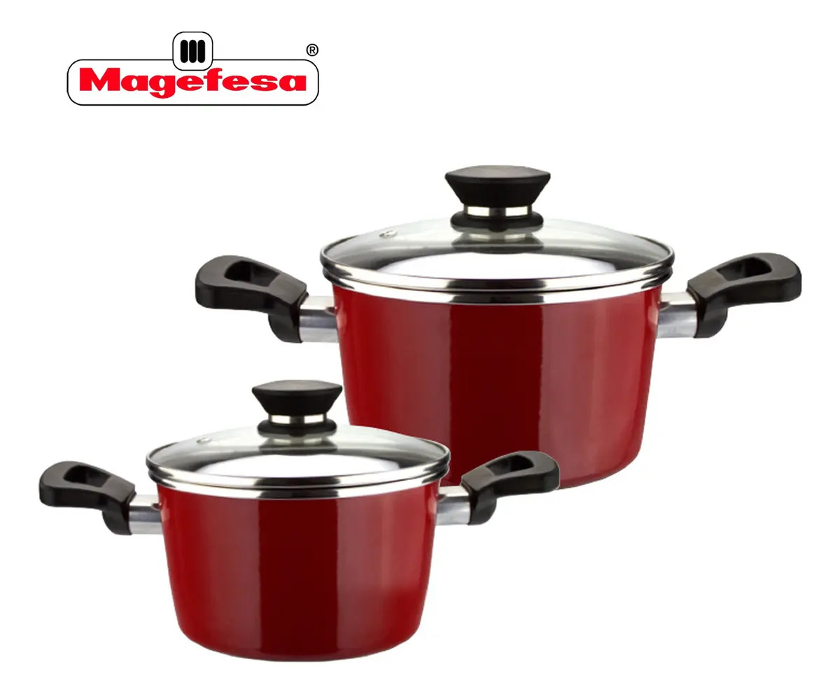 Batería Cocina Magefesa Roja Set 7 Piezas Acero Vitrificado - Imagen 7