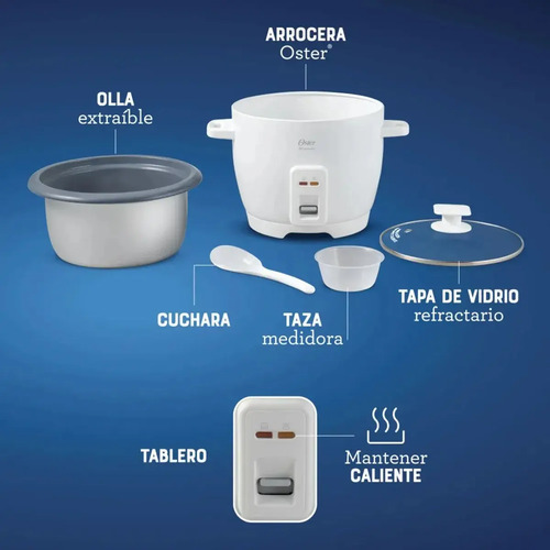 Olla Arrocera Oster 7 Tazas Antiadherente Diamondforce - Imagen 2