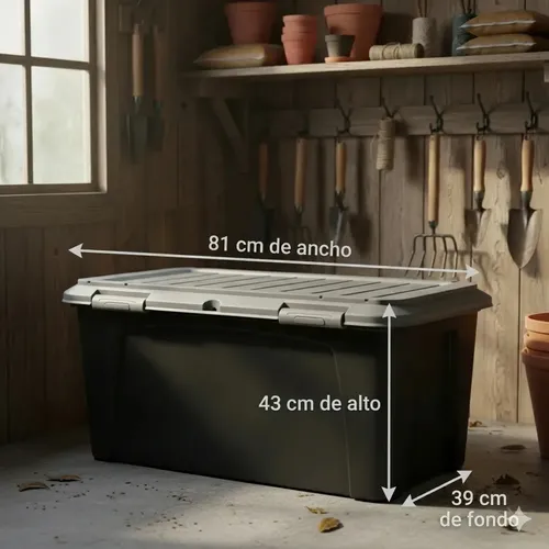 Bodega Baúl Almacenamiento Jardín 90l Ruedas Multiusos - Imagen 4