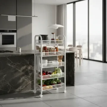 Carrito Verdulero Frutero 5 Estantes Con Ruedas Negro