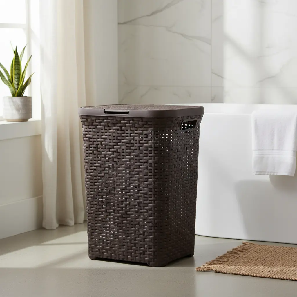 Cesto Canasto Para Ropa Ratan 60 Litros Con Tapa Reyplast