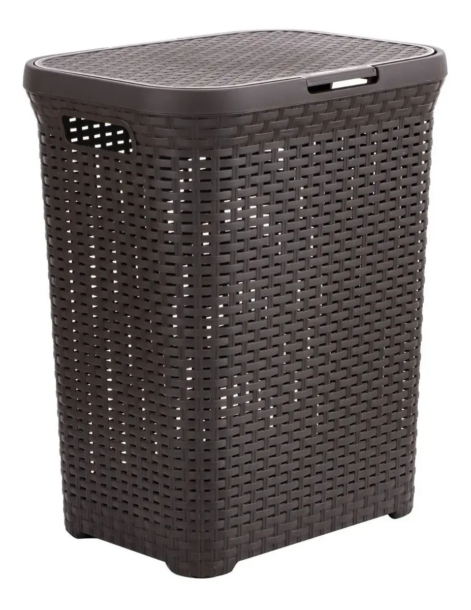 Cesto Canasto Para Ropa Ratan 60 Litros Con Tapa Reyplast - Imagen 2