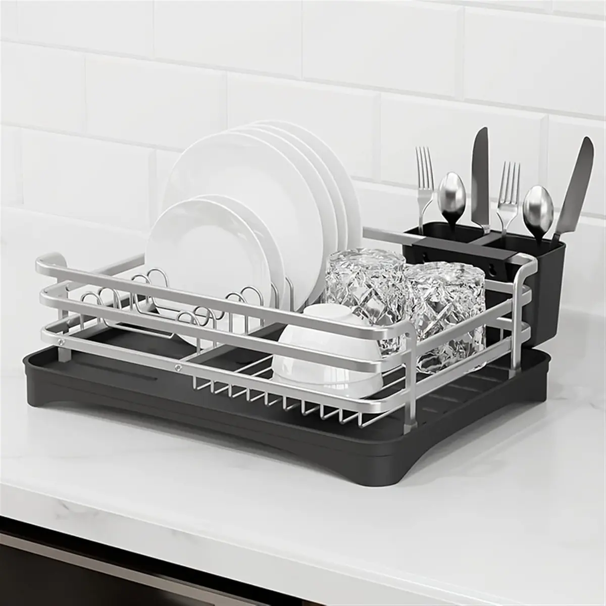 Secador De Platos Platera Moderna De Aluminio Inoxidable - Imagen 4