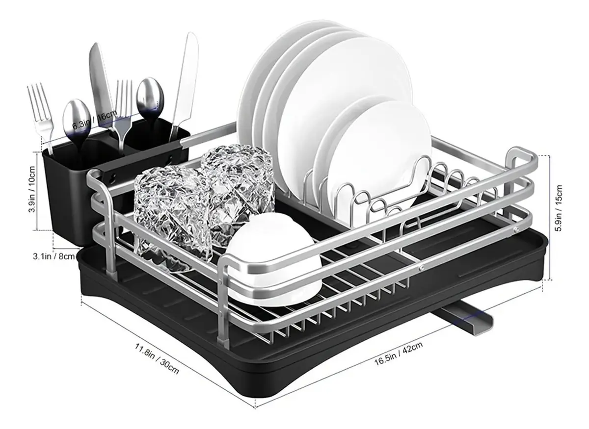 Secador De Platos Platera Moderna De Aluminio Inoxidable - Imagen 6