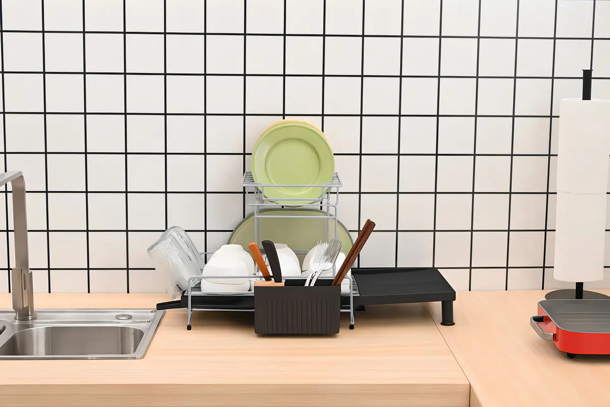 Secaplatos Escurridor De 2 Niveles Con Bandeja Extensible - Imagen 7