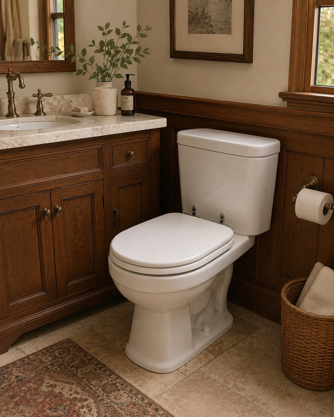 Asiento Tapa WC Elongado De Madera Con bisagras Metalica y Cierre Sueve Modelo Hamburg Marca Taumm