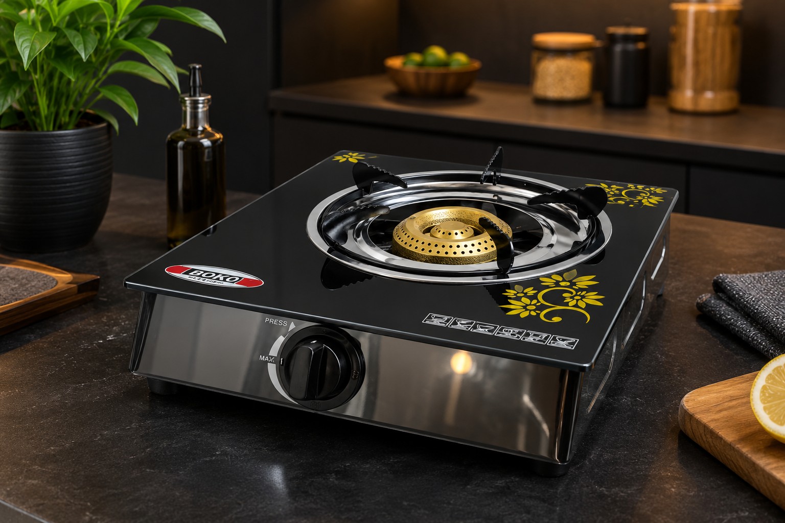 Cocina A Gas De 1 Plato Vidrio Templado Marca New Line - Imagen 3