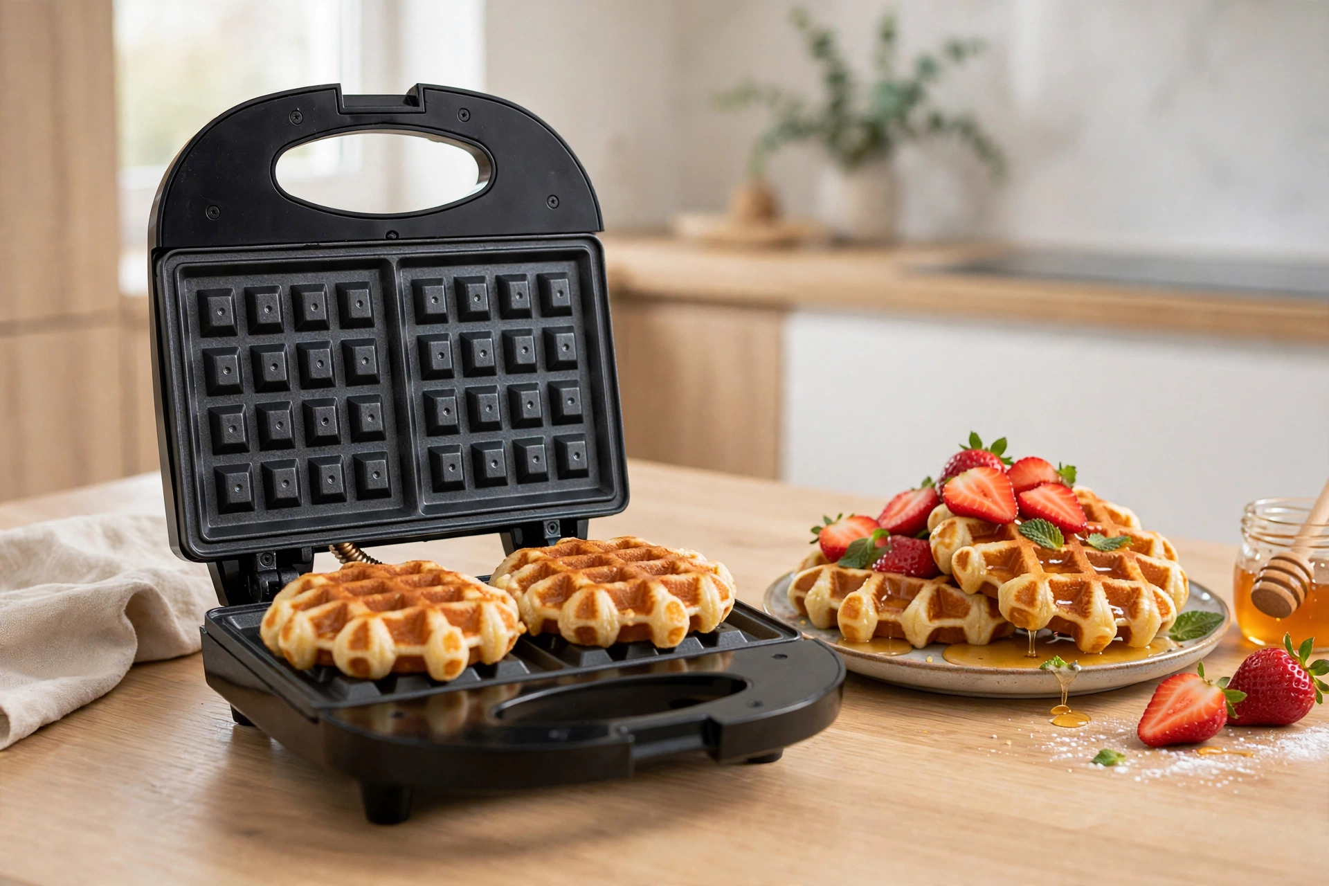 Wafflera Doble Antiadherente 700w Marca LumaBella - Imagen 3