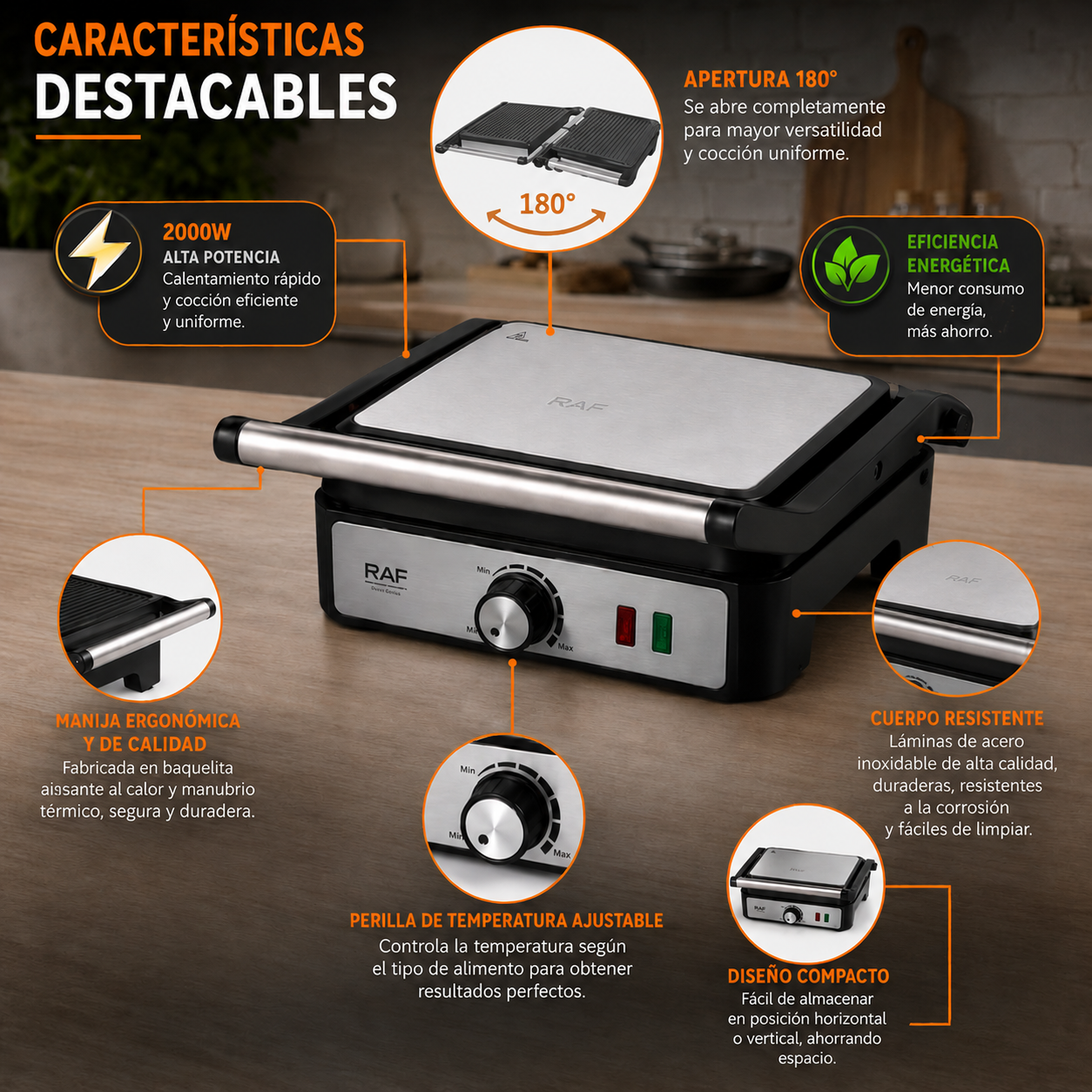 Tostador Panini Plancha Parrillera 2000W Con Grill