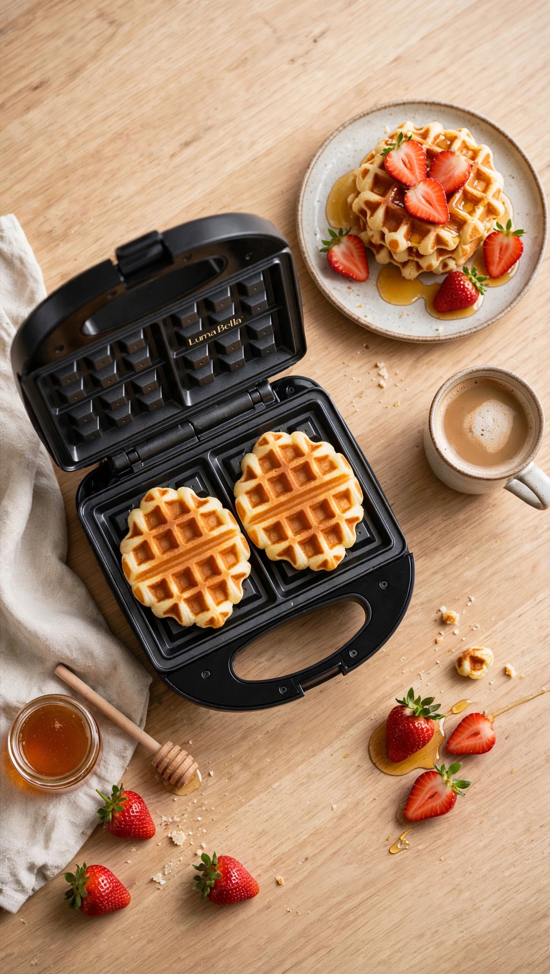 Wafflera Doble Antiadherente 700w Marca LumaBella