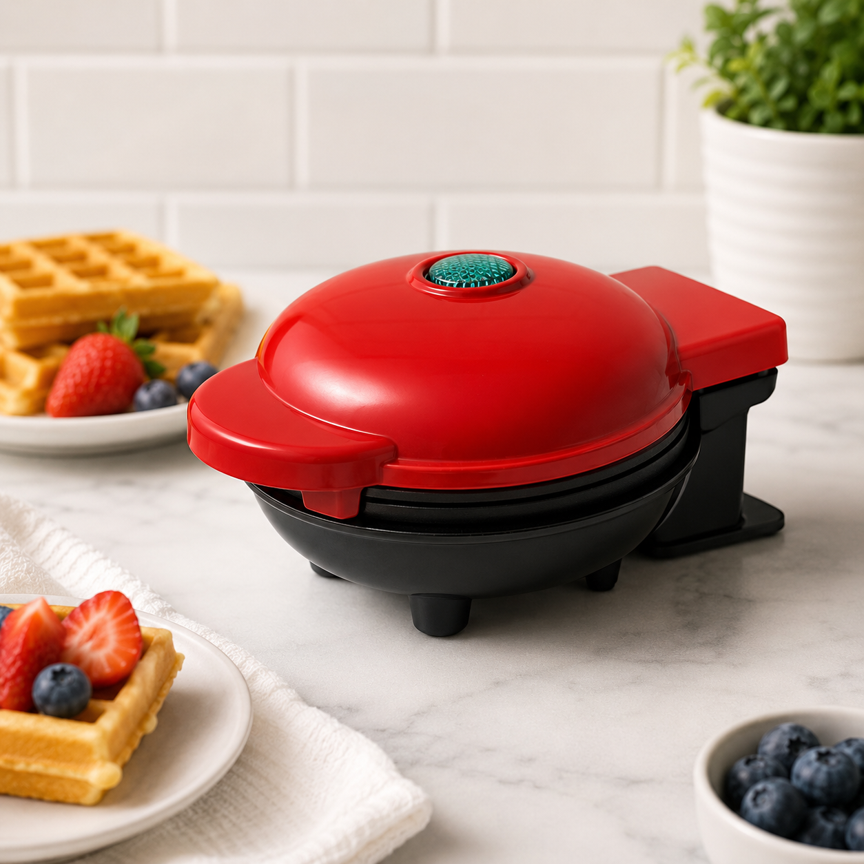 Mini Máquina Waflera Eléctrica 350w Antiadherente