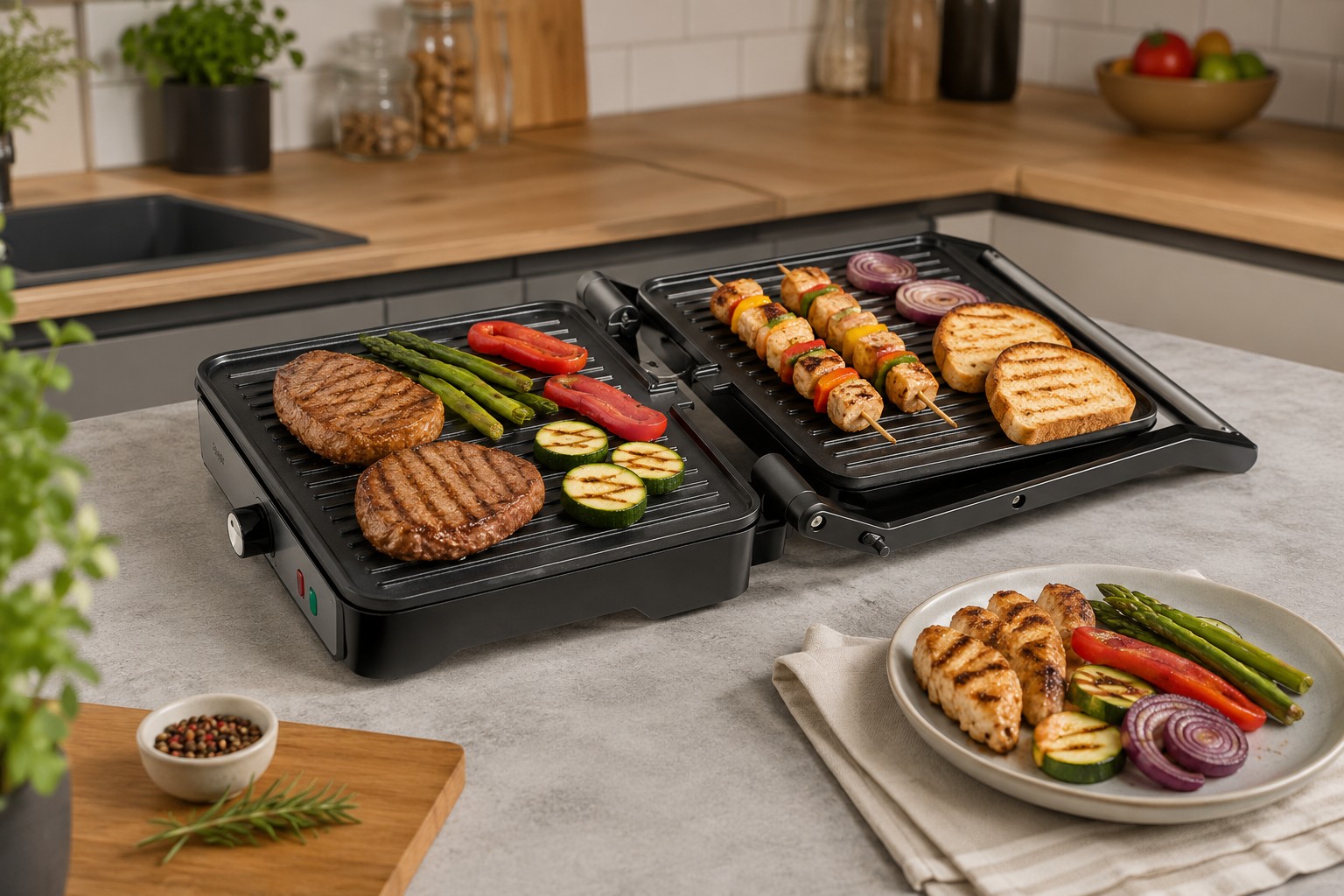 Tostador Panini Plancha Parrillera 2000W Con Grill - Imagen 3