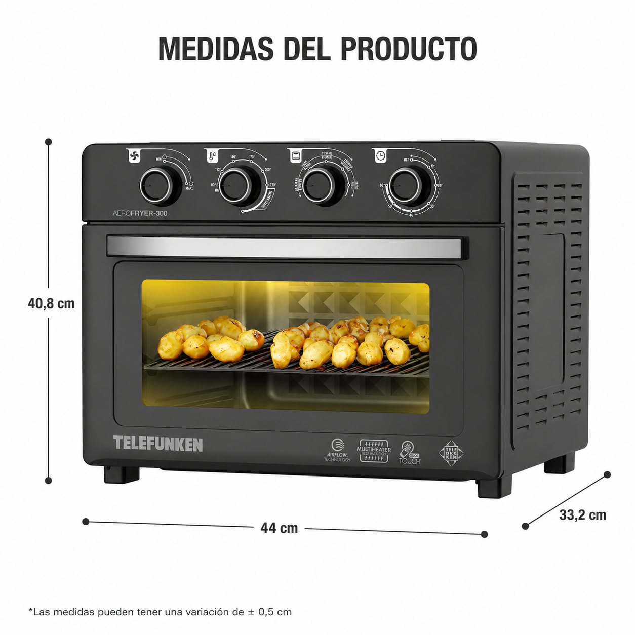 Horno Freidora de Aire Telefunken AeroFryer 300 30L 2100W - Imagen 6