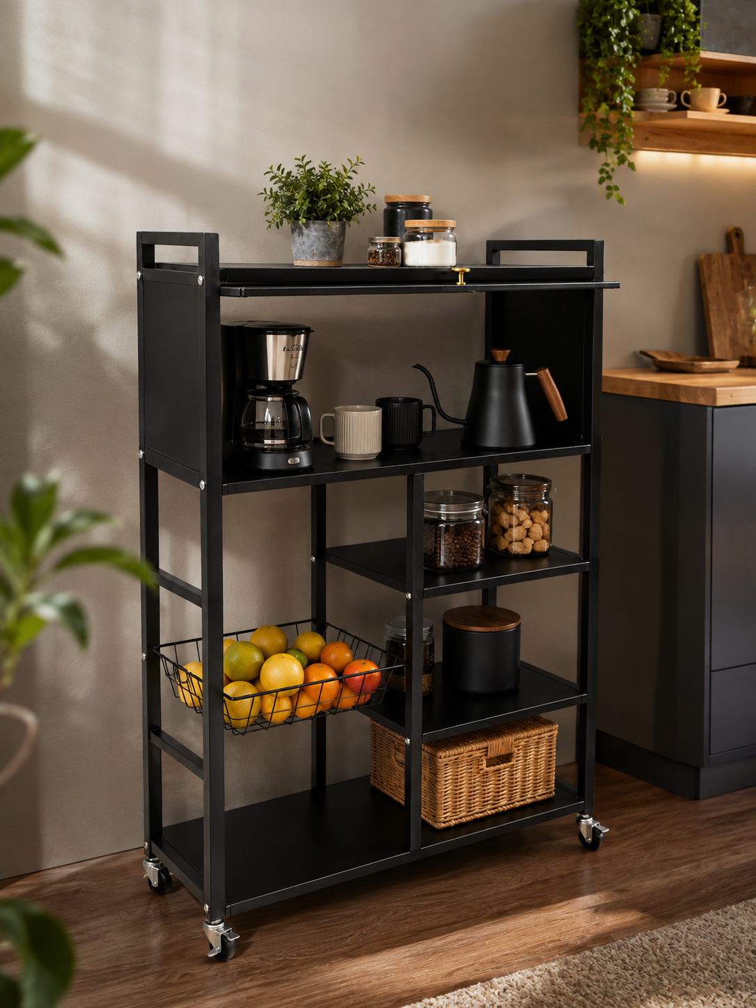 Estante Organizador Multiuso de Cocina con Gabinete y Ruedas - Imagen 5