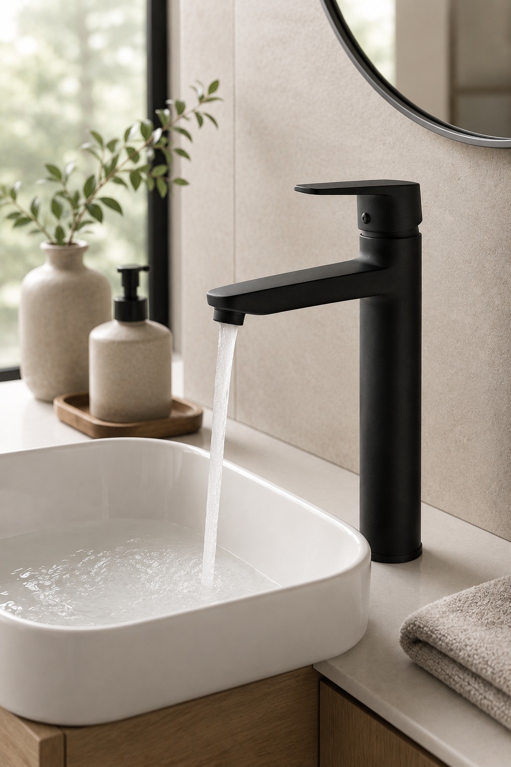 Monomando Llave Grifo Alto Para Lavatorio Modelo Notte Marca Taumm - Imagen 5