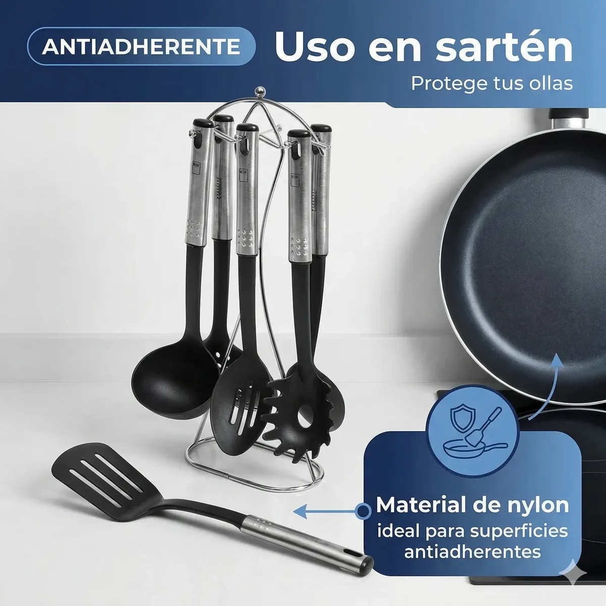 Set De Utensilios De Cocina 7 Piezas Modelo Maid Marca Magefesa - Imagen 5