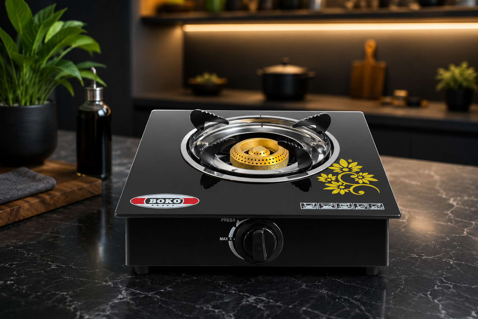 Cocina A Gas De 1 Plato Vidrio Templado Marca New Line