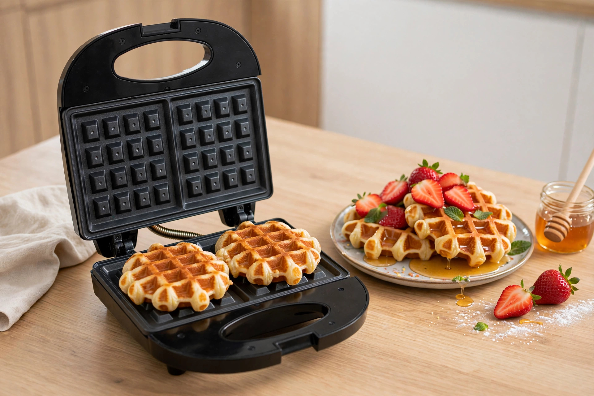 Wafflera Doble Antiadherente 700w Marca LumaBella - Imagen 4
