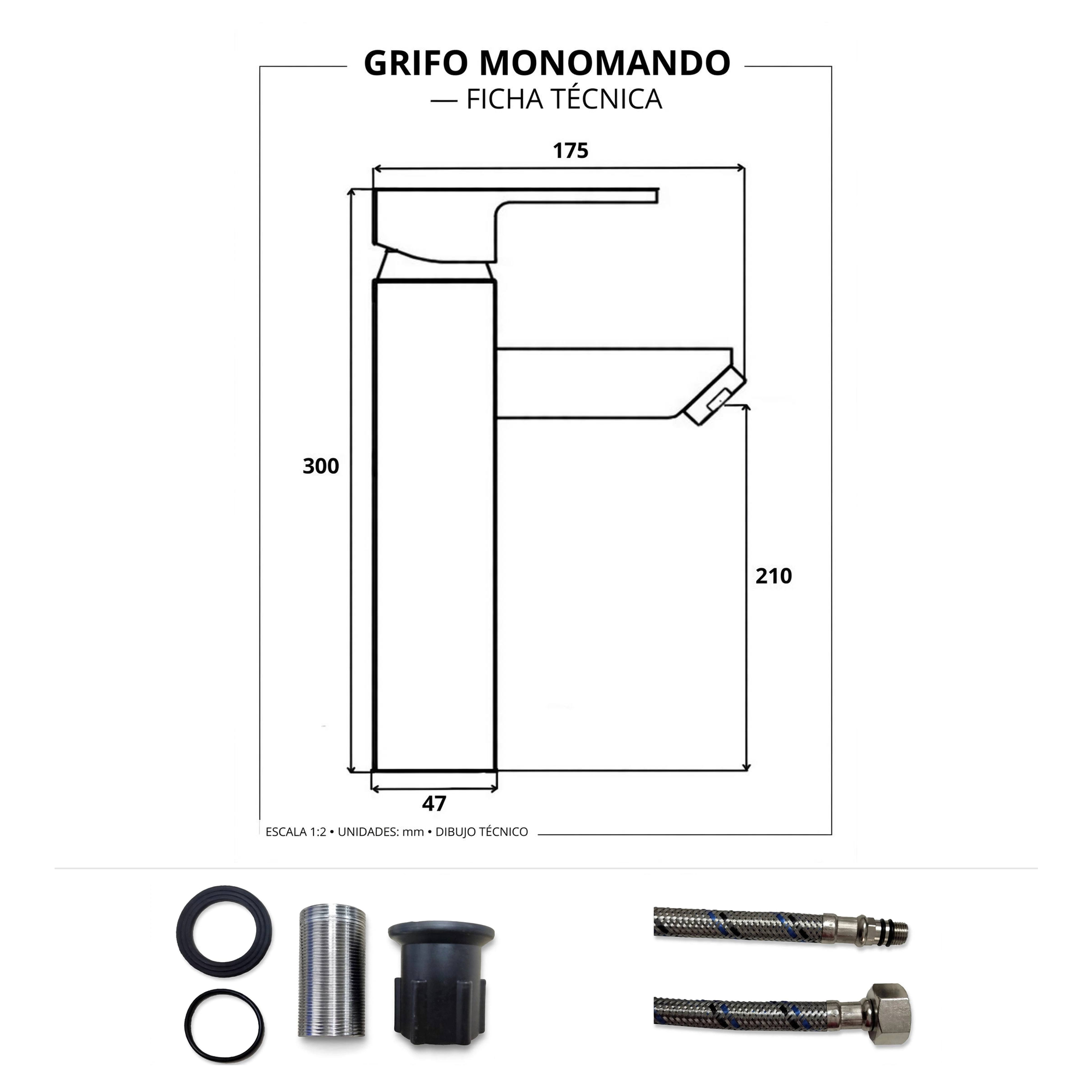Monomando Llave Grifo Alto Para Lavatorio Modelo Notte Marca Taumm - Imagen 6