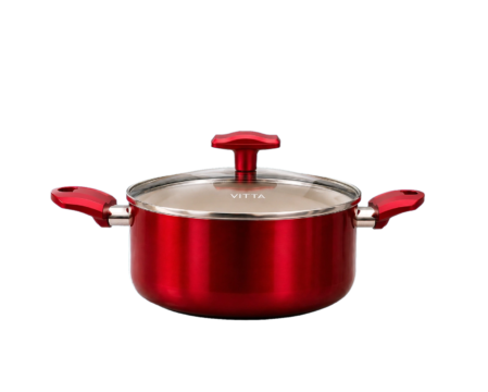 Olla Cacerola antiadherente De Aluminio 20 CM 4,8 Lts Con Tapa Modelo Rosso Marca Vitta