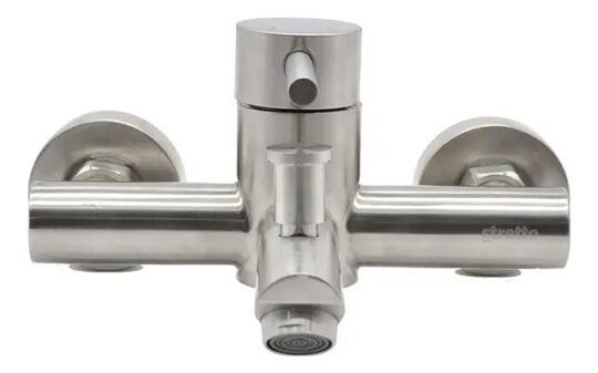 Monomando Llave Grifo Tina Ducha Modelo Fiorenzo Marca Stretto Acero Inoxidable SS304 Satinado con Ducha de Mano