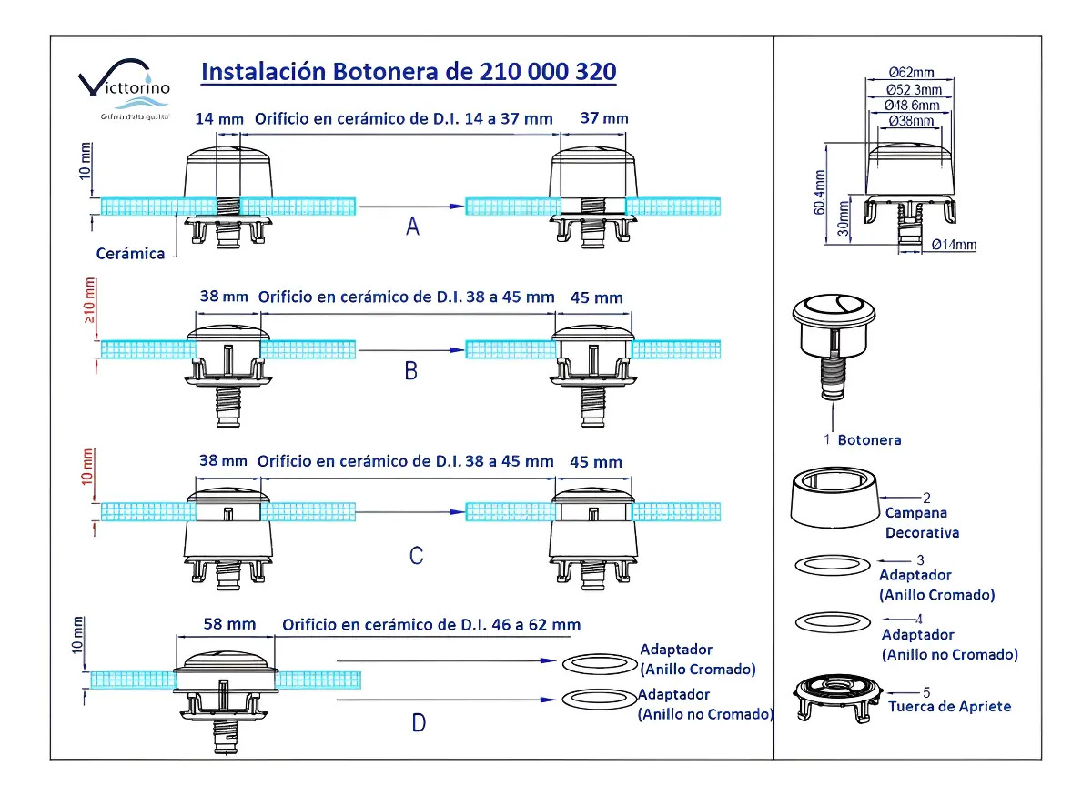 Válvula Descarga para Estanque Tradicional Taumm Dual Flush - Imagen 3