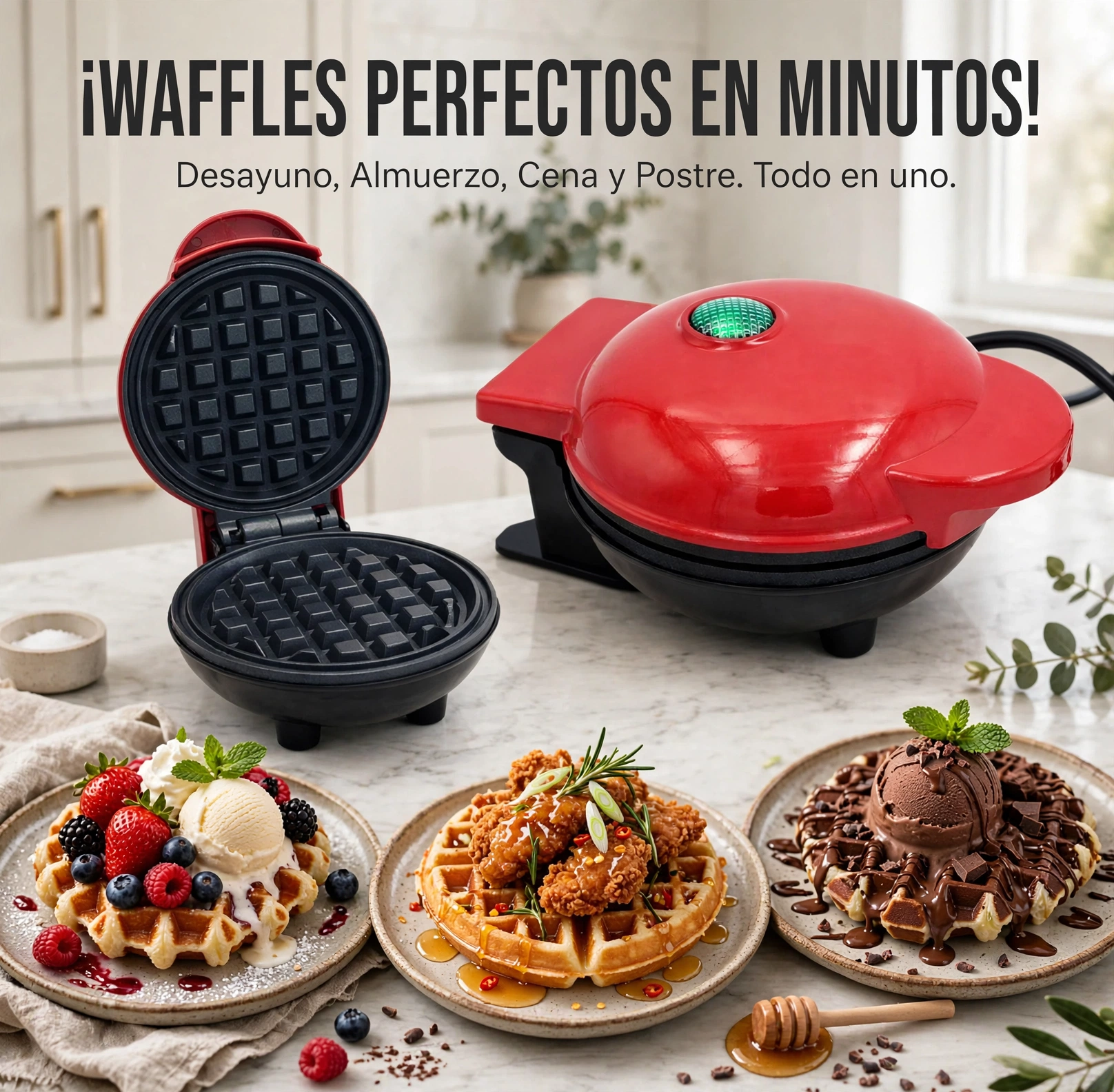 Mini Máquina Waflera Eléctrica 350w Antiadherente - Imagen 3