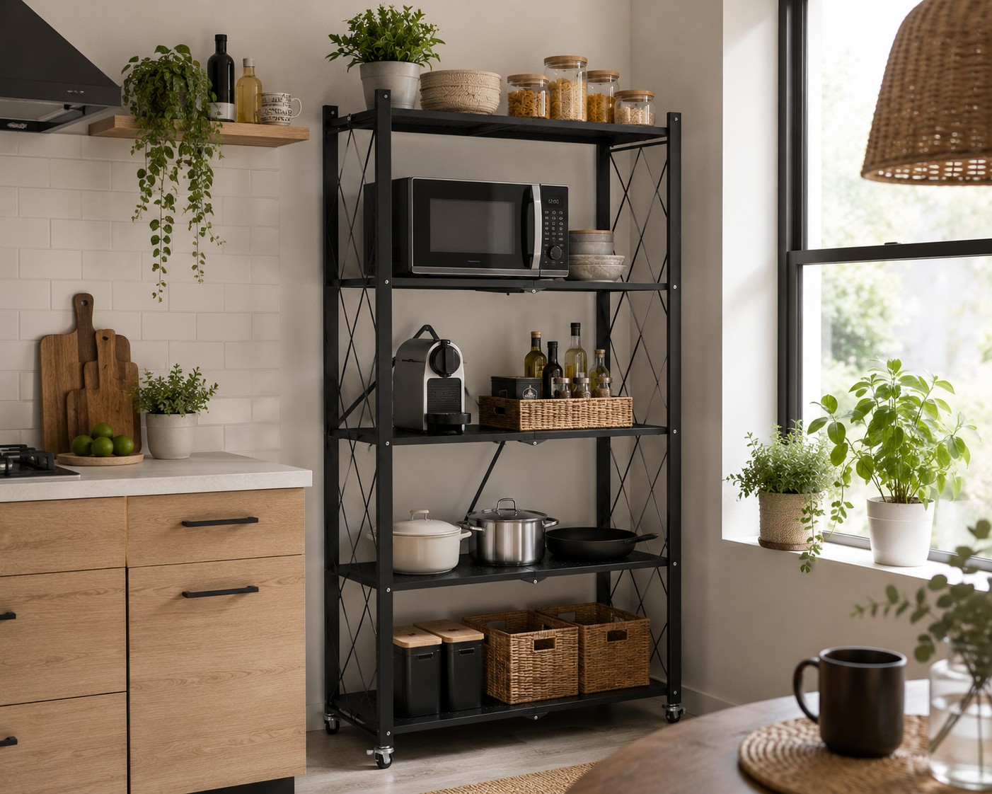 Estante Plegable 5 Niveles Organizador Cocina Acero Carbono