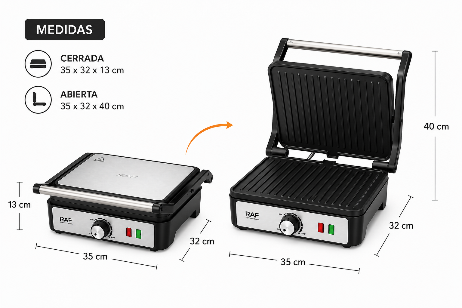 Tostador Panini Plancha Parrillera 2000W Con Grill - Imagen 8