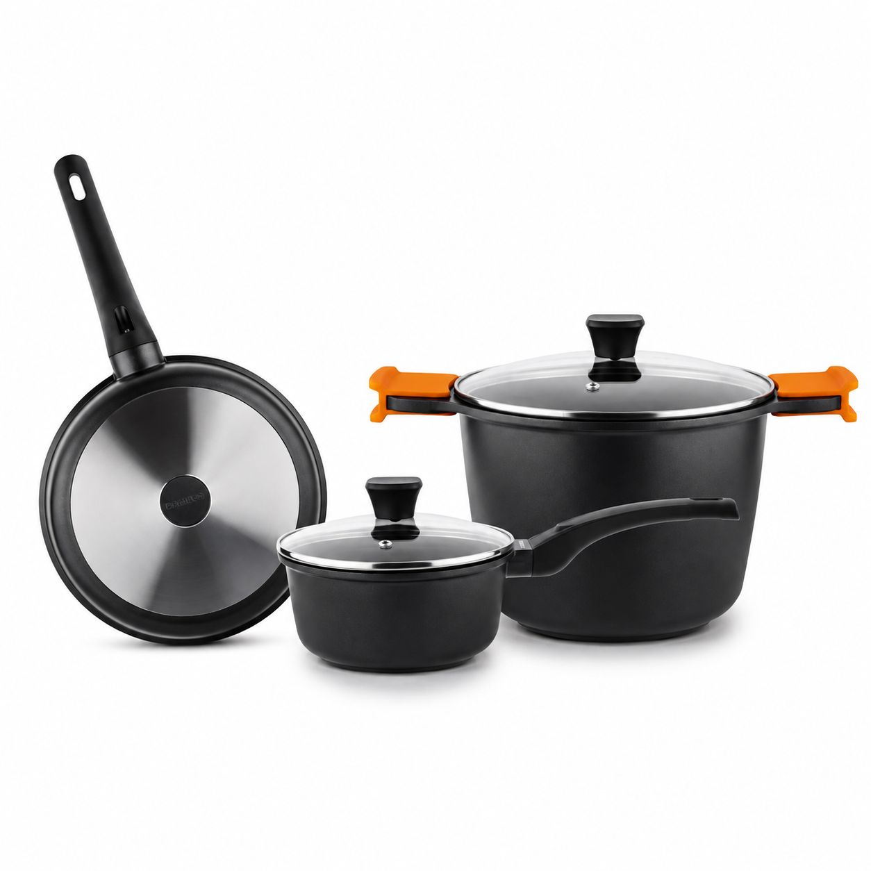 Bateria De Cocina Juego de Ollas 5 Piezas Aluminio Forjado Modelo Therma Orange Marca Marmicoc