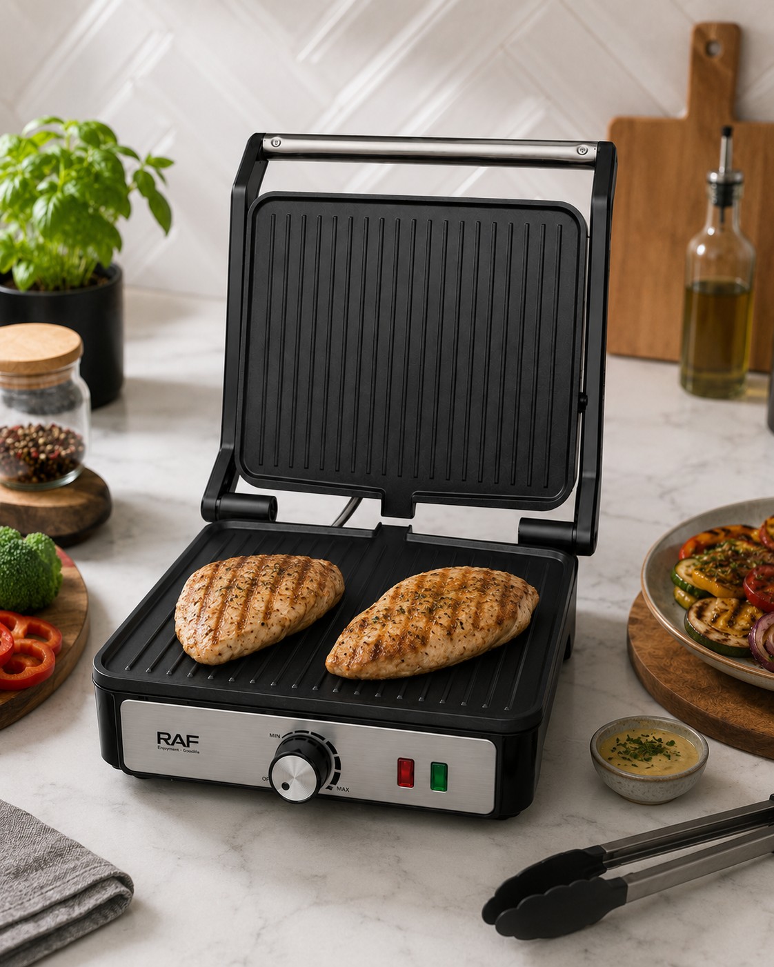 Tostador Panini Plancha Parrillera 2000W Con Grill - Imagen 5