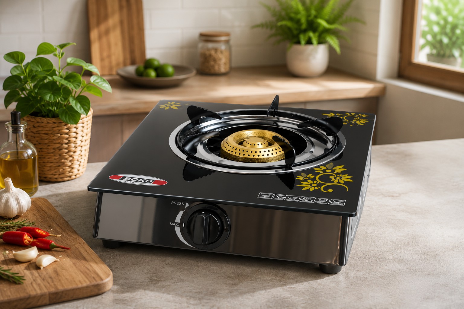 Cocina A Gas De 1 Plato Vidrio Templado Marca New Line - Imagen 4