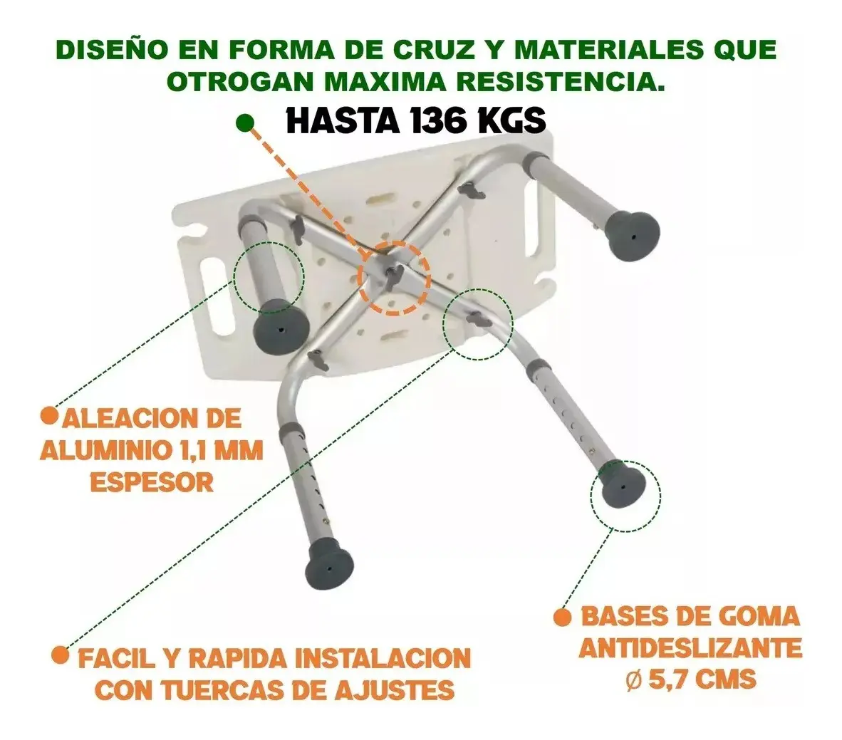 Asiento Seguridad Ducha Regulable Taumm - Imagen 6