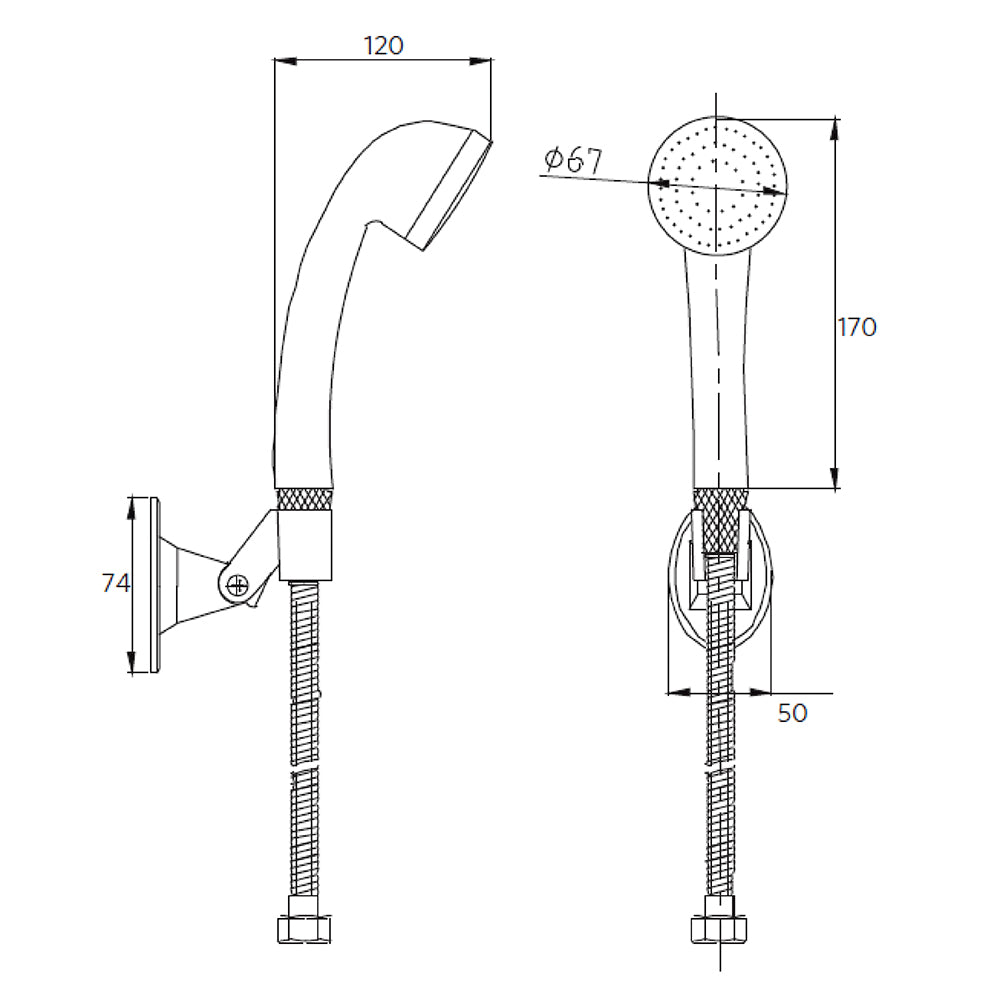Juego de ducha móvil de 1 Funcion con flexible 1.5 mt y soporte móvil Marca Stretto - Imagen 6