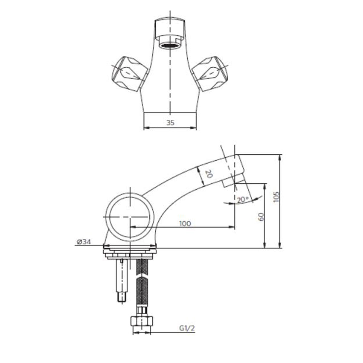 Monoblock Lavatorio Mossini Metal Stretto Cromo - Imagen 7