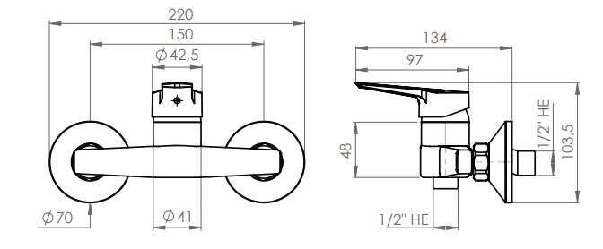 Monomando Llave Grifo Ducha Modelo Arezzo Marca Stretto - Imagen 5