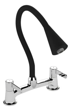 Combinacion Lavaplatos Ferrara Stretto Cromada Cuello Negro Mate