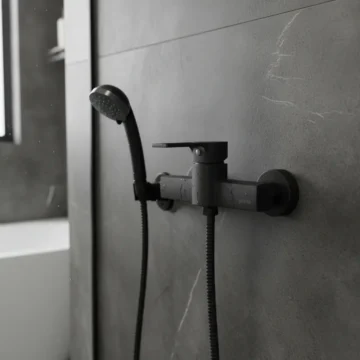 Monomando Llave Grifo Para Ducha Modelo Alatri Marca Stretto Color Negro Mate