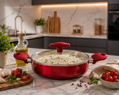 Olla Arrocera antiadherente De Aluminio 24 CM 2,8 Lts Con Tapa Modelo Rosso Marca Vitta