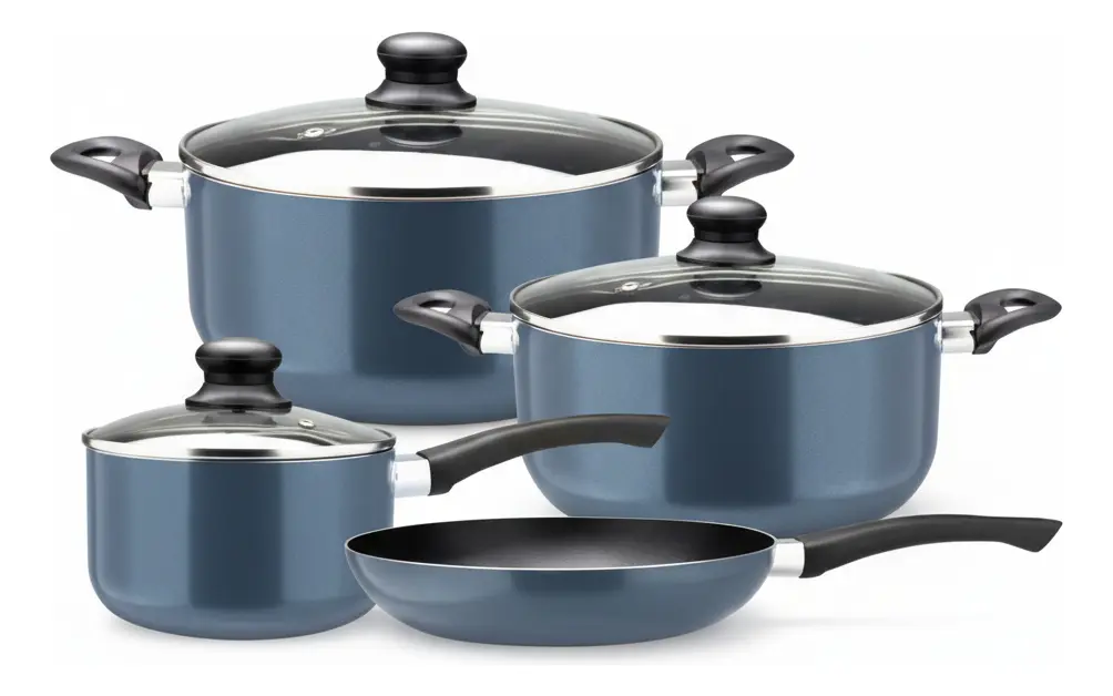 Bateria De Cocina Juego de Ollas De 7 Piezas Modelo Slide Marca Marmicoc Color Azul - Imagen 2