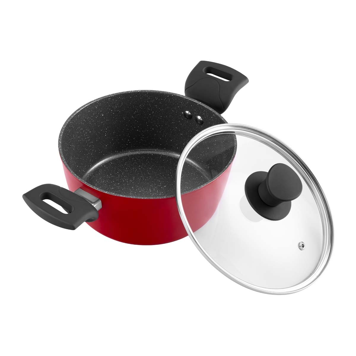 Batería de Cocina Thomas TH-MB07RN 7 Piezas Aluminio Forjado Juego Set de Ollas y Sartén Antiadherente Cerámico Apto Inducción Tapas de Vidrio Templado - Imagen 4