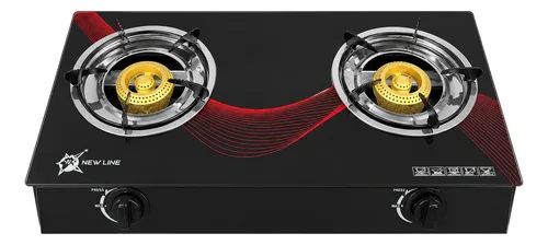 Cocina A Gas Con 2 Platos Vidrio Templado Marca New Line - Imagen 5