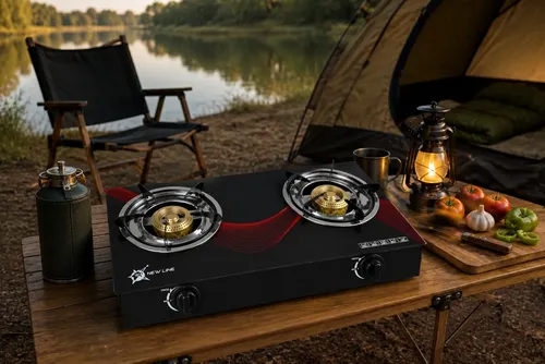 Cocina A Gas Con 2 Platos Vidrio Templado Marca New Line - Imagen 6