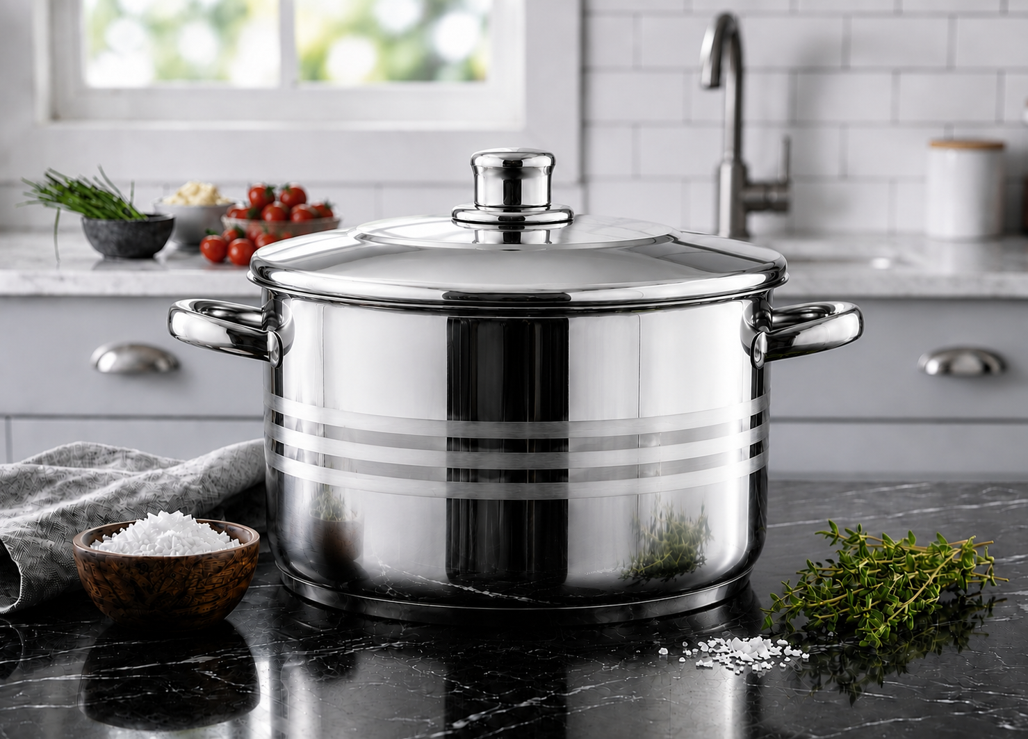 Cacerola Acero Inoxidable 28 Cm 10 Litros 0.6 MM Modelo Oslo Marca Vitta