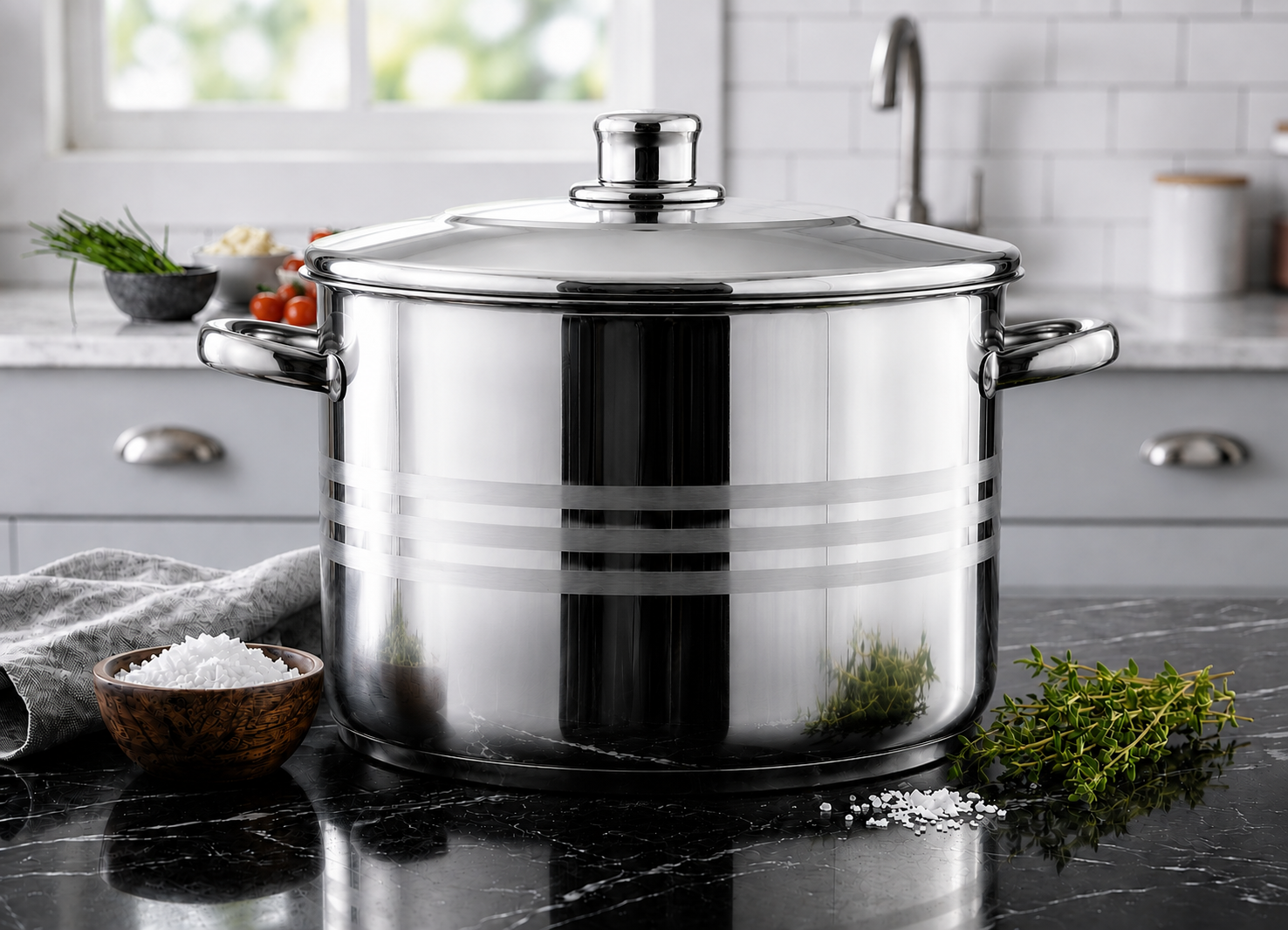 Cacerola Acero Inoxidable Alta 32 Cm 15 Litros 0.6 MM Modelo Oslo Marca Vitta