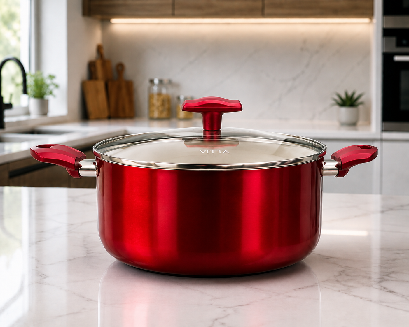 Cacerola Olla Antiadherente Rosso Vitta Rojo 28 Cm