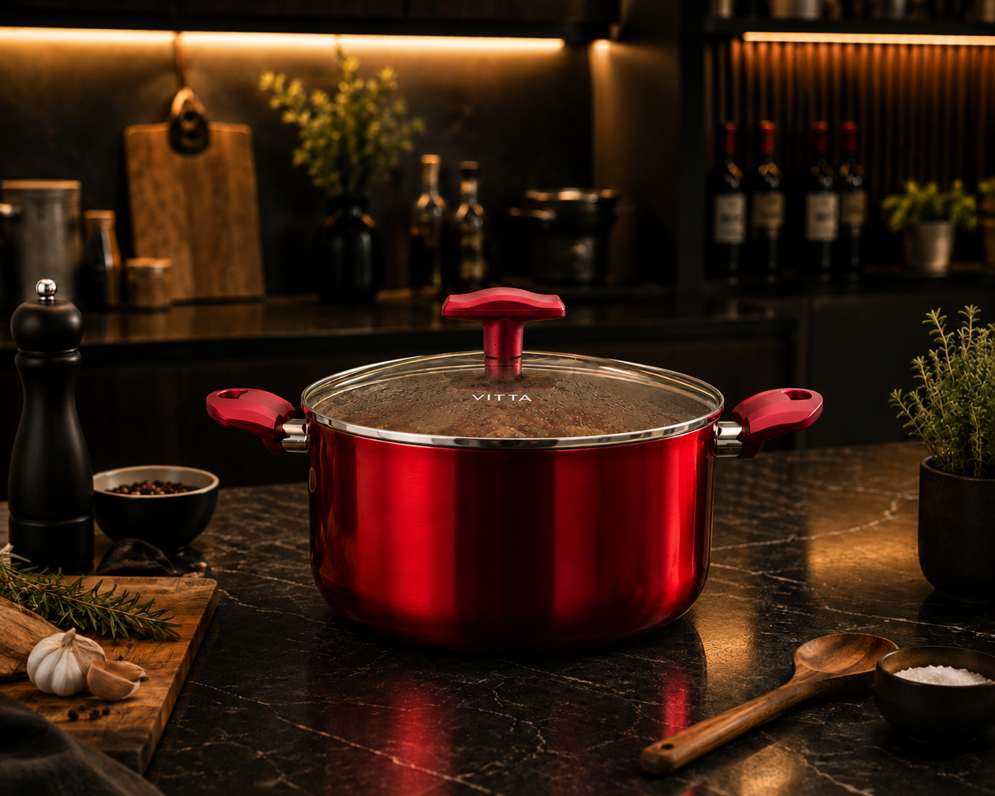 Cacerola Olla Antiadherente Rosso Vitta Rojo 28 Cm - Imagen 3