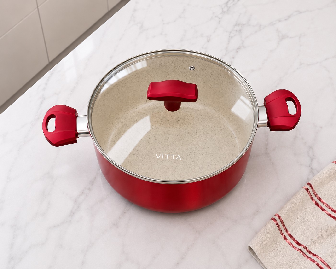 Cacerola Olla Antiadherente Rosso Vitta Rojo 28 Cm - Imagen 5