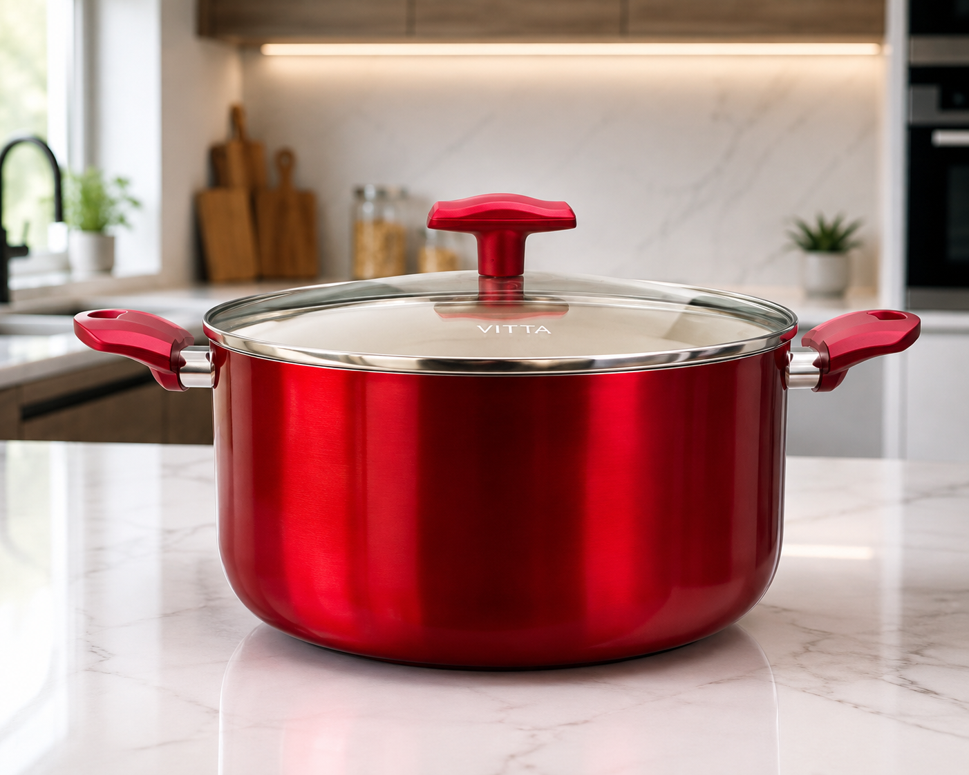 Cacerola Olla Antiadherente 30 Cm 10,5l Aluminio Rosso Vitta